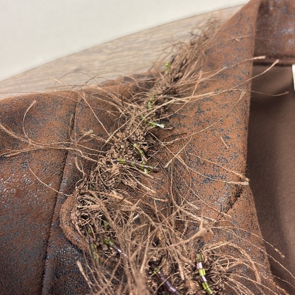 Joseph Ribkoff FABULOUS FRINGE Faux Leather Beaded Fringe Trimmed Jacket Size 14 - Picture 7 of 12